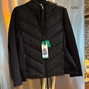 DKNY Women's Black Hooded Puffer Jacket